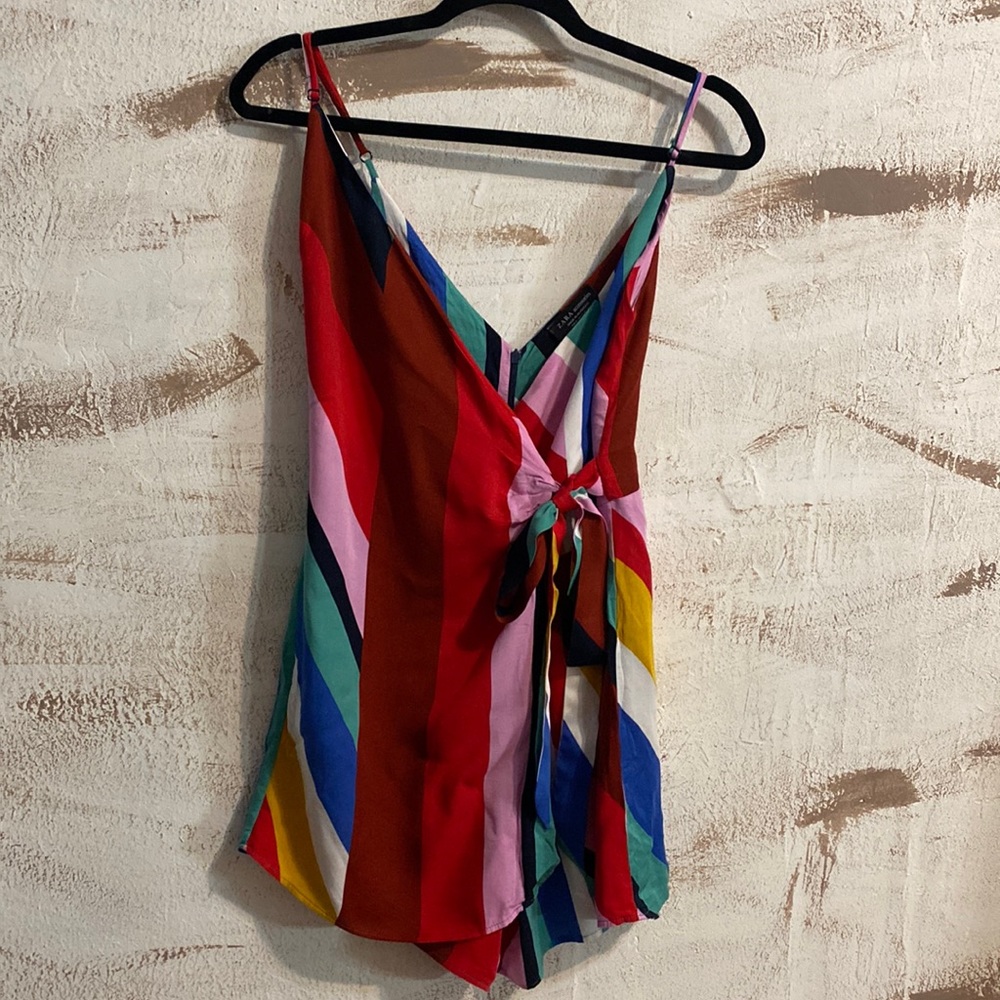 Zara Short Cross Over Striped Romper